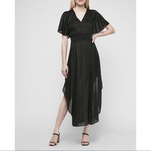 EXPRESS Metallic Dot Smocked Waistband Maxi Dress